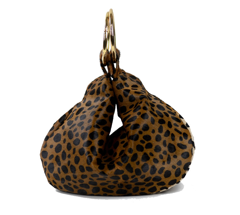 VIMODA Handbag Brown Leopard Cheetah Chain Strap Faux Suede Leather  Shoulder Bag