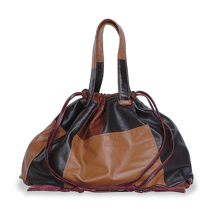 Elton Hobo Patchwork Bag in Brown – m.andonia