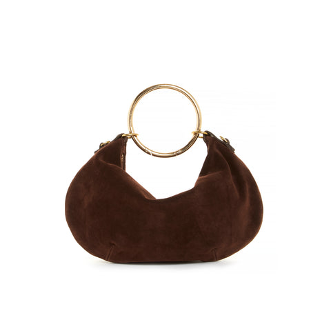 Brown Suede Handbag with Crossbody
