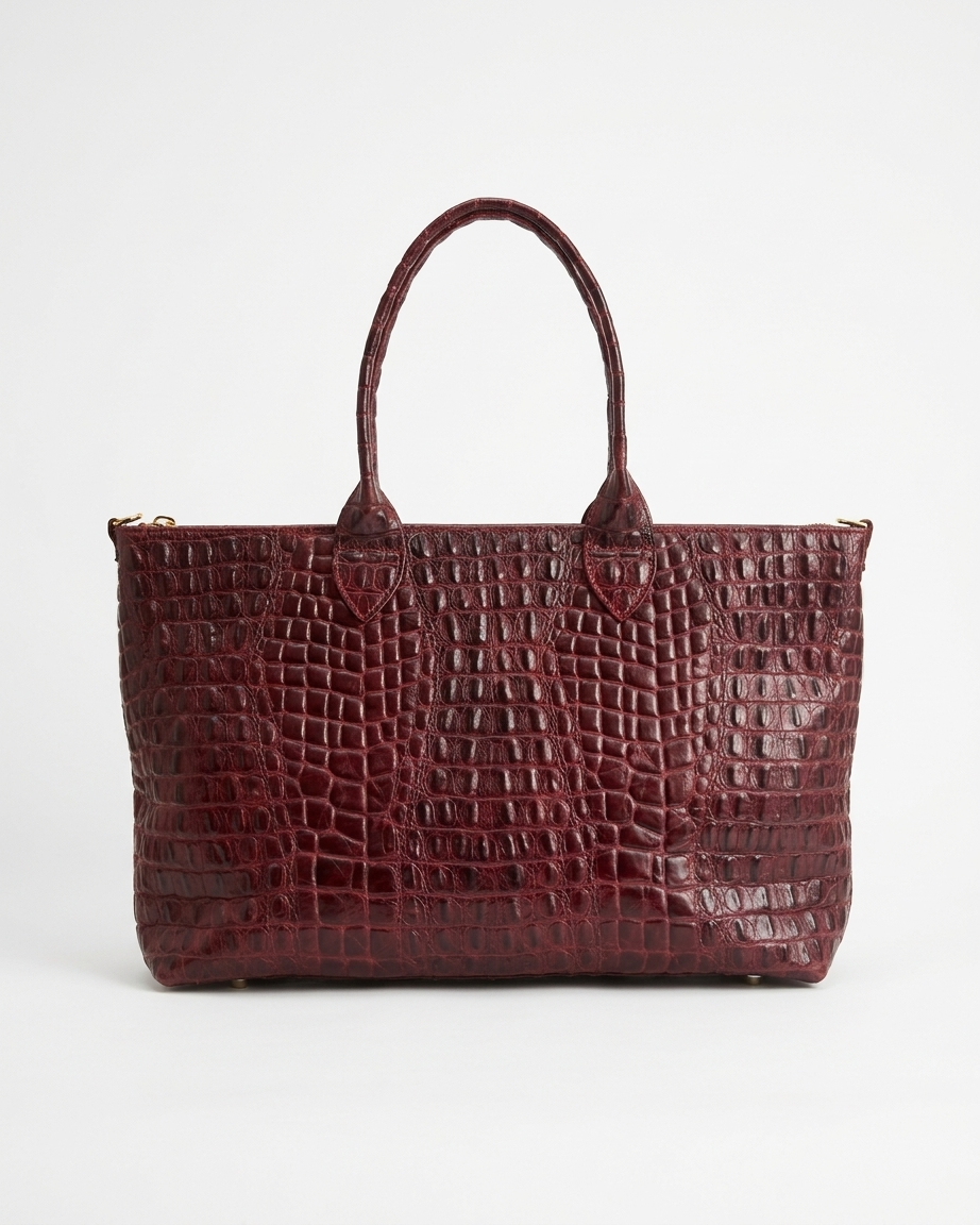 Burgundy Croc tote