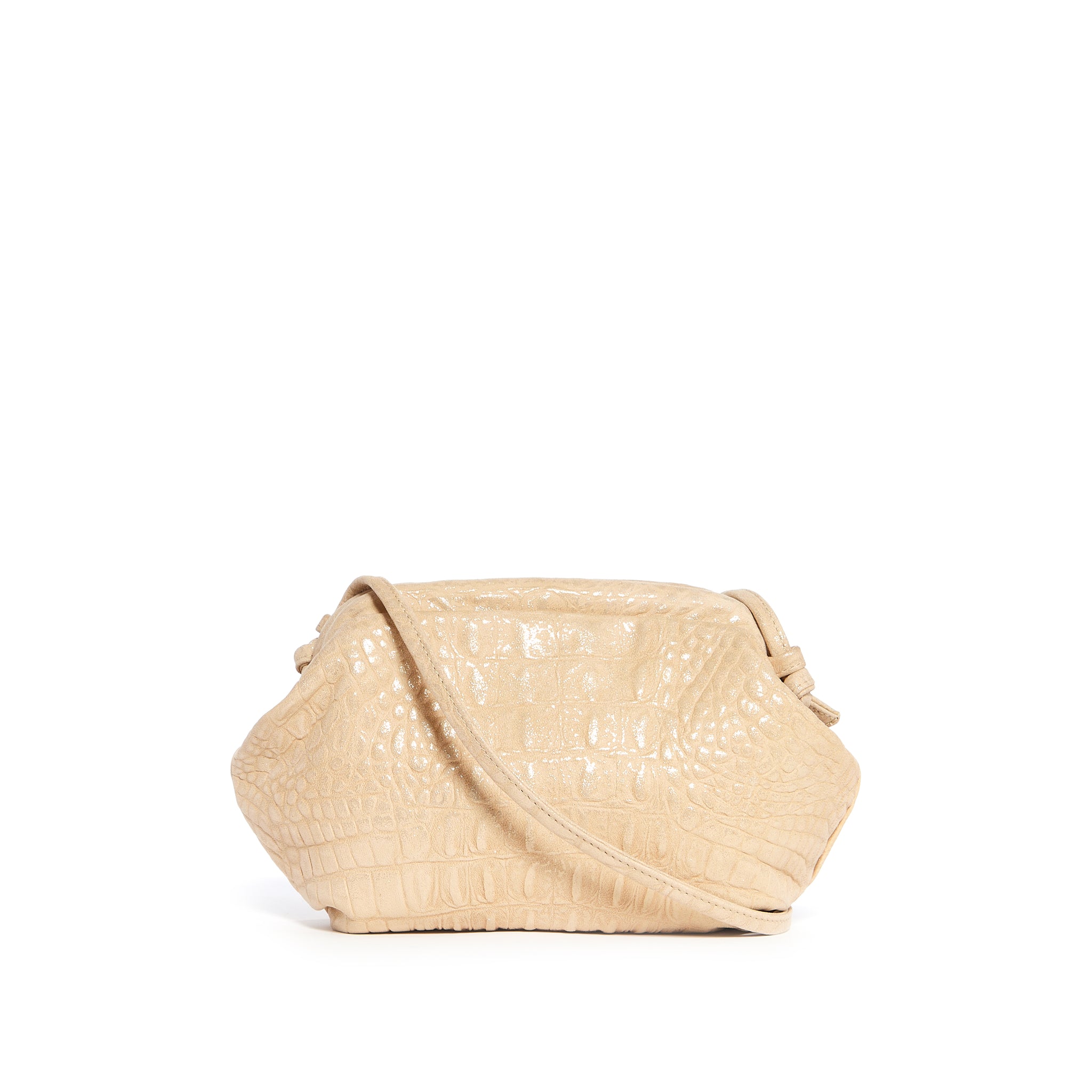 Clam Clutch in Metallic Croc