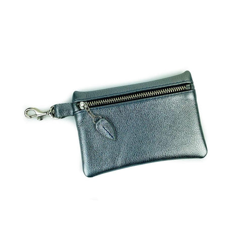 Metallic Anthracite Leather Mask Holder