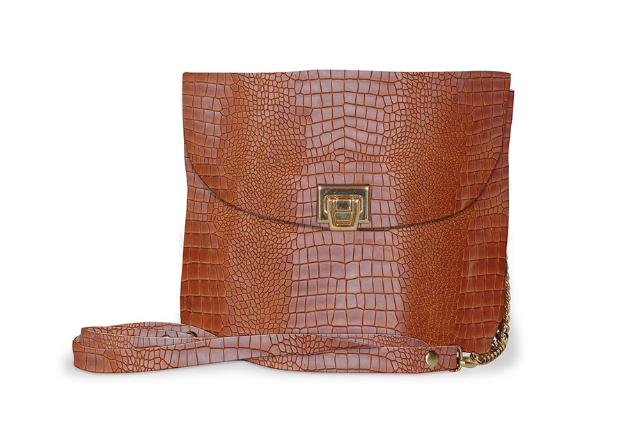 Brown Croc Crossbody