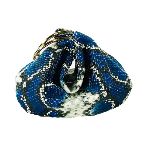 Snake Leather Omega Handbag - Blue